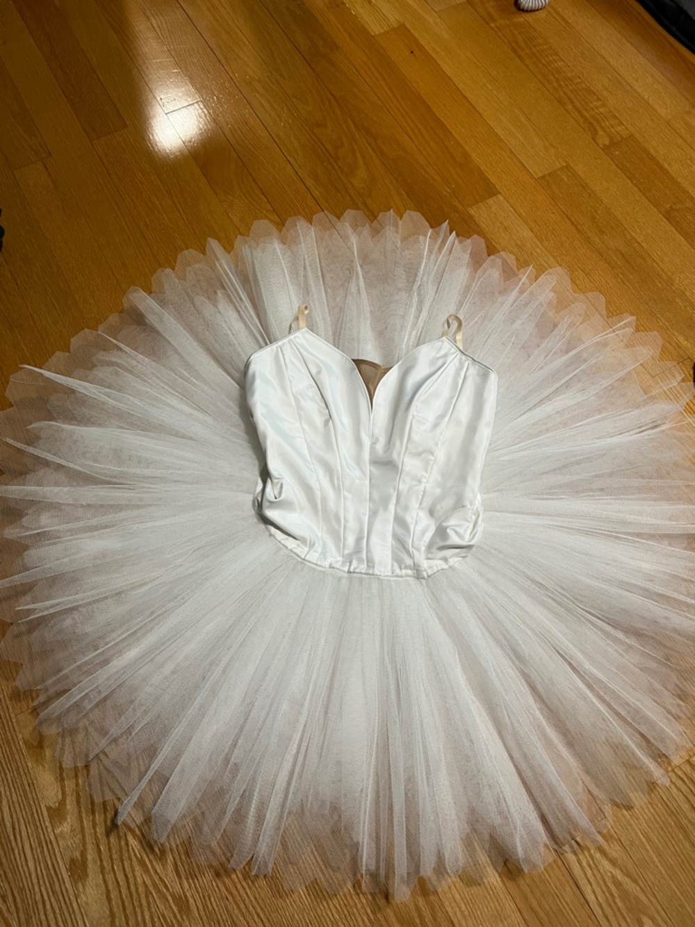White Classical Tutu Leotard with Layered Tulle Skirt